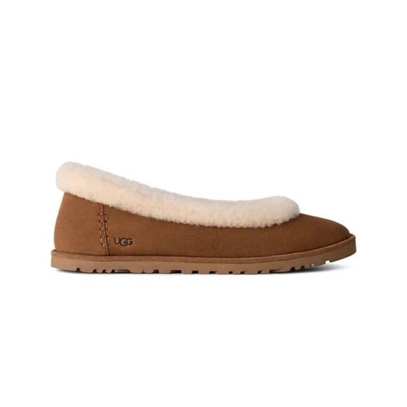New UGG Zora Ballet Flat Chestnut Women Size 6.5 w VIRAL SHIPS FAST AUTHENTIC - Picture 1 of 4
